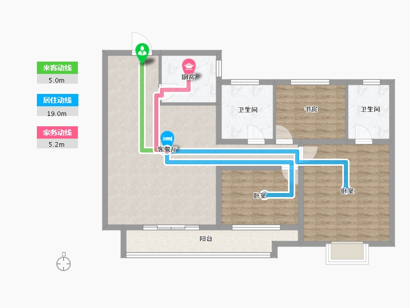 山东省-济宁市-绿郡公馆-96.95-户型库-动静线