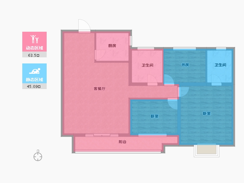 山东省-济宁市-绿郡公馆-96.95-户型库-动静分区