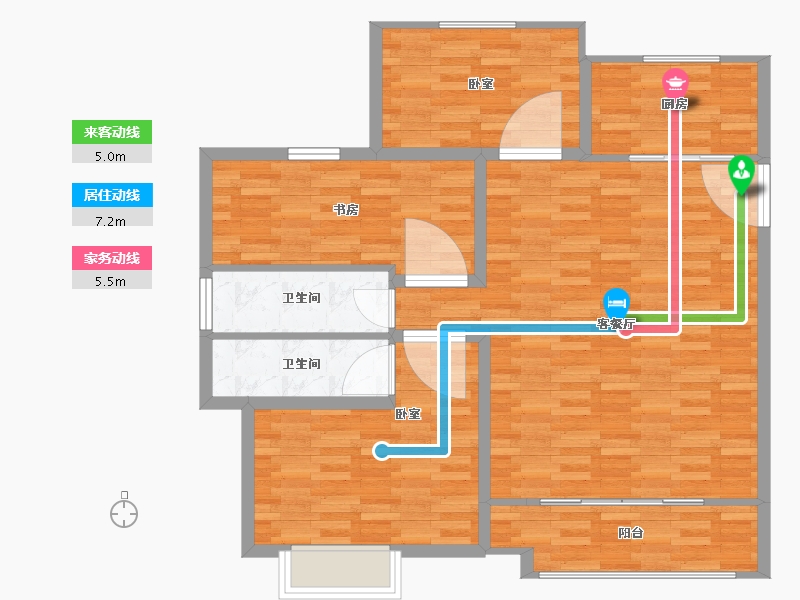 山东省-济宁市-绿郡公馆-100.72-户型库-动静线