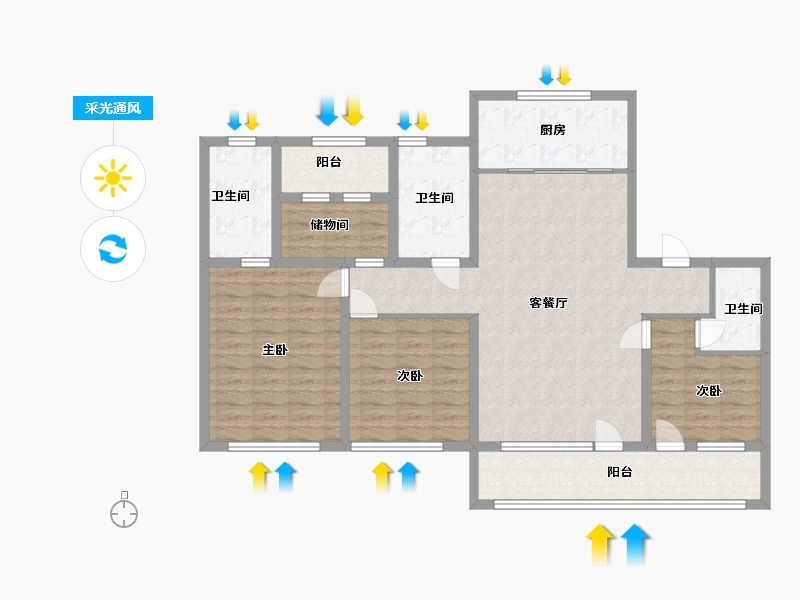 山东省-青岛市-艳阳海-116.00-户型库-采光通风