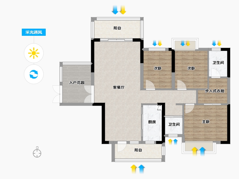 湖南省-湘潭市-银港国际-104.10-户型库-采光通风