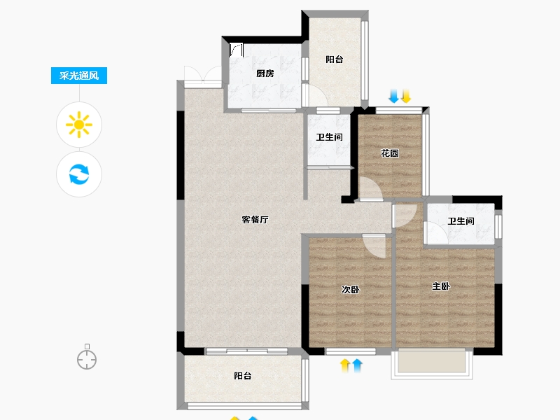 湖南省-湘潭市-银港国际-93.36-户型库-采光通风