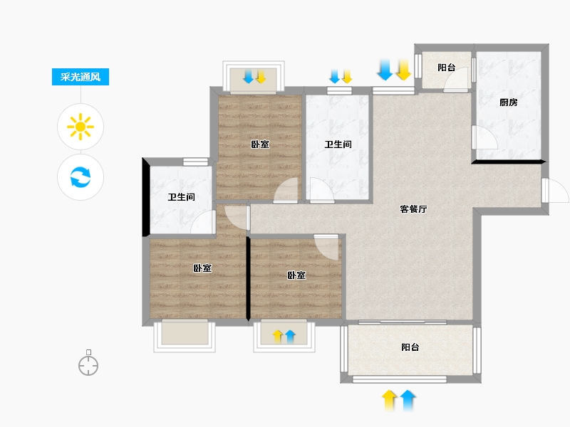 广东省-东莞市-华建骏景园-88.62-户型库-采光通风