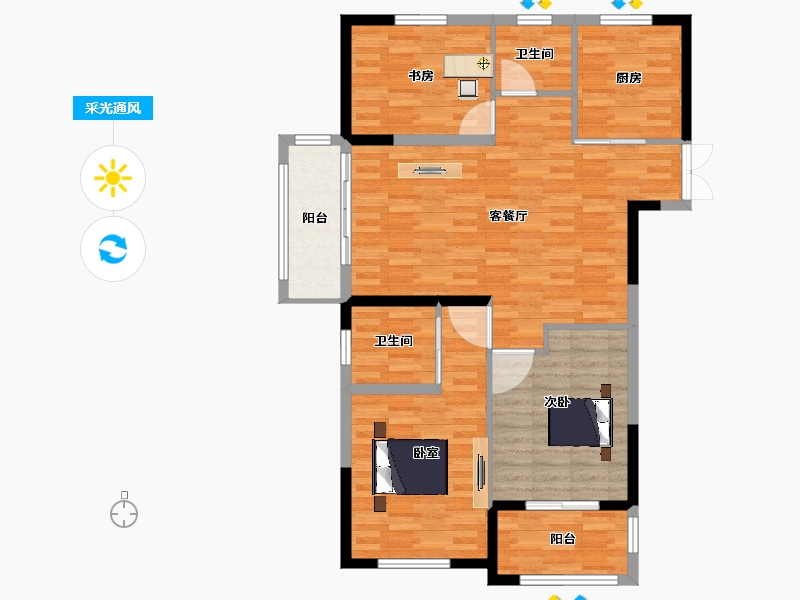 江苏省-宿迁市-名流望府-102.54-户型库-采光通风