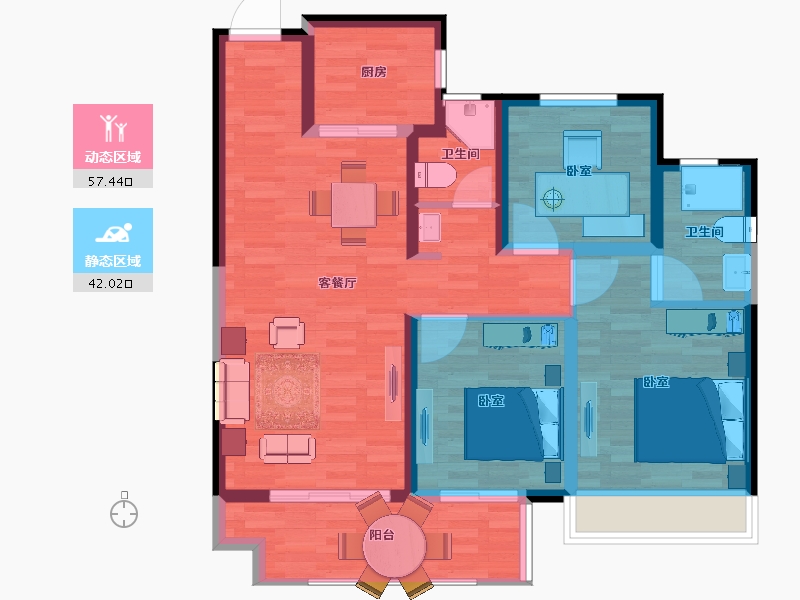 江苏省-宿迁市-华鸿中梁万珑府-89.00-户型库-动静分区