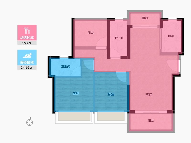 广东省-惠州市-龙光玖榕府-72.31-户型库-动静分区