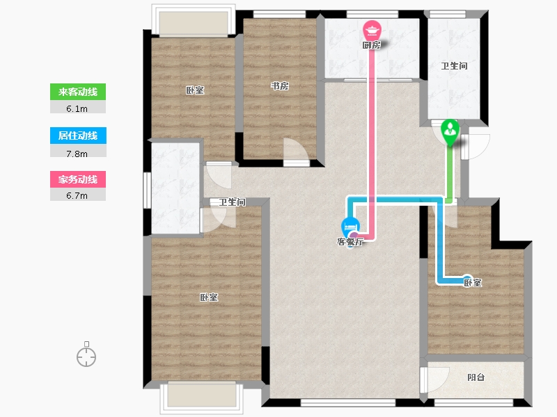 山东省-潍坊市-华普凤栖壹号院-125.63-户型库-动静线