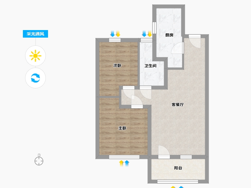 山东省-烟台市-中节能聚创新城-60.00-户型库-采光通风