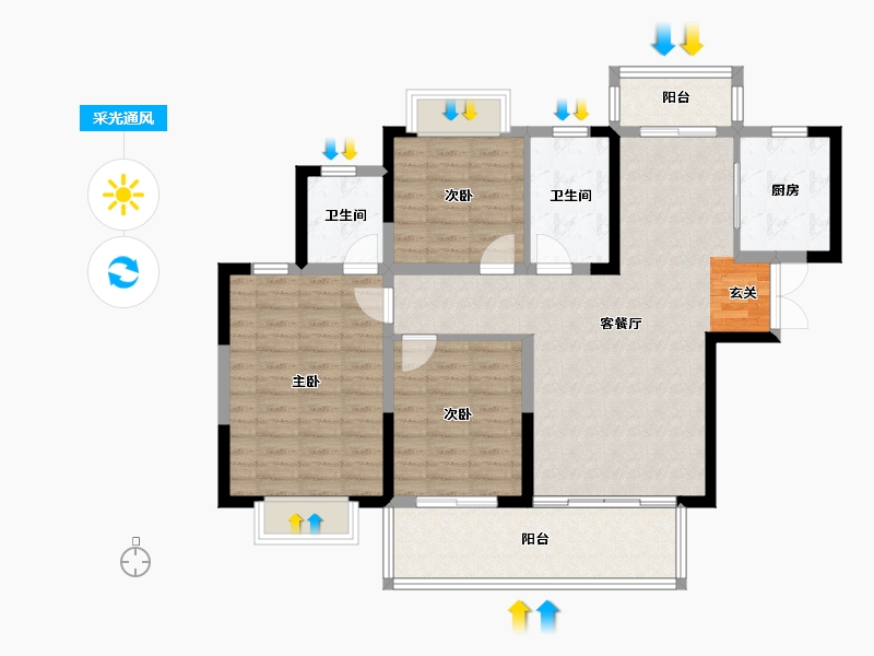 河南省-平顶山市-广诚·美林府-100.72-户型库-采光通风