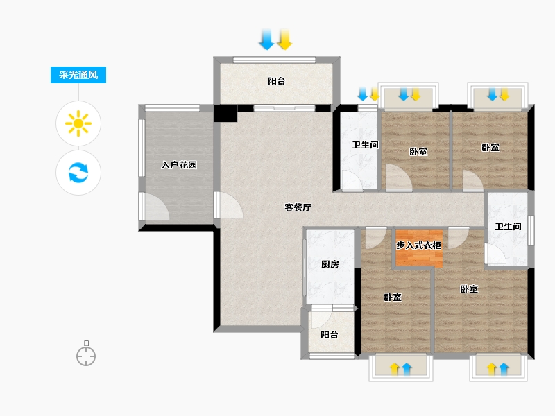 广东省-汕头市-铭荟花园-114.41-户型库-采光通风