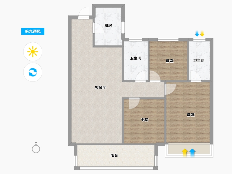 山东省-聊城市-澳林智慧创业城-90.00-户型库-采光通风