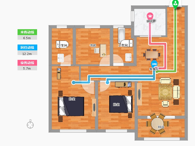 江苏省-宿迁市-津瑞花苑-91.00-户型库-动静线