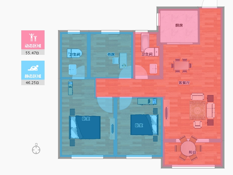 江苏省-宿迁市-津瑞花苑-91.00-户型库-动静分区