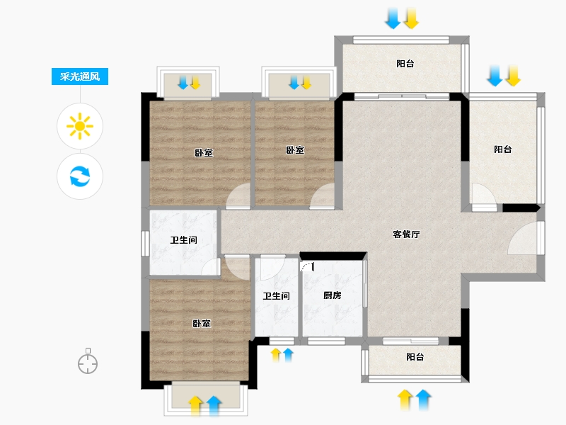 广东省-阳江市-阳江·钧明里-96.35-户型库-采光通风