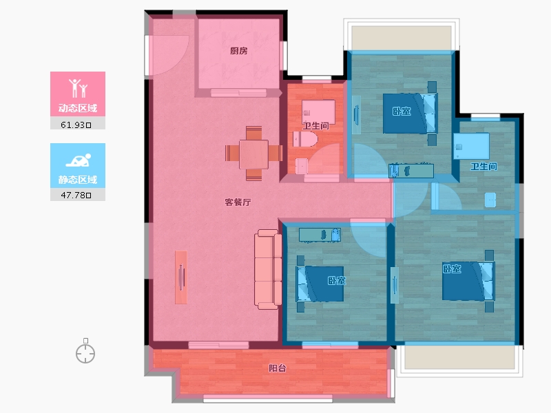 江苏省-宿迁市-中梁金科拾光里-98.00-户型库-动静分区