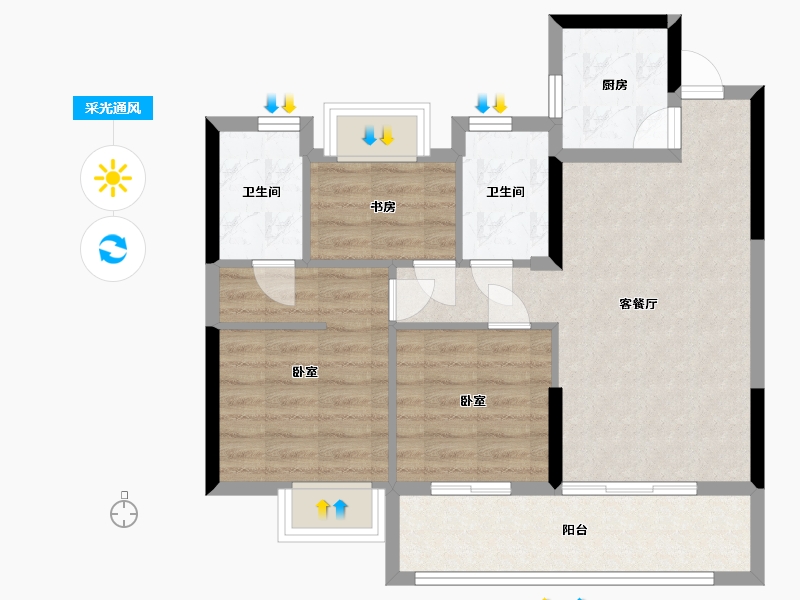 福建省-福州市-恒荣九洲悦城-71.00-户型库-采光通风