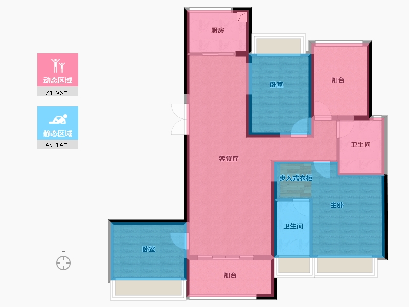 广东省-佛山市-美的绿城凤起兰庭-104.77-户型库-动静分区