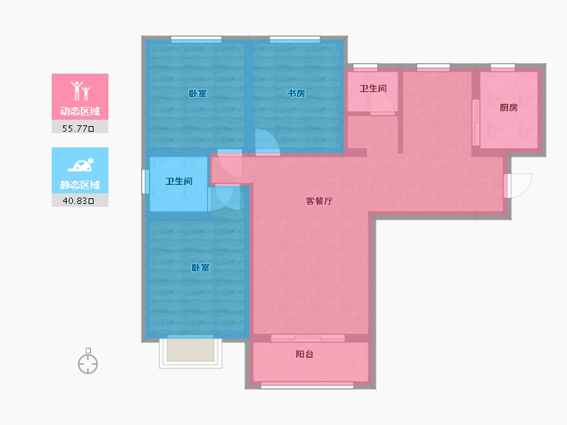 宁夏回族自治区-银川市-军安家园-85.56-户型库-动静分区