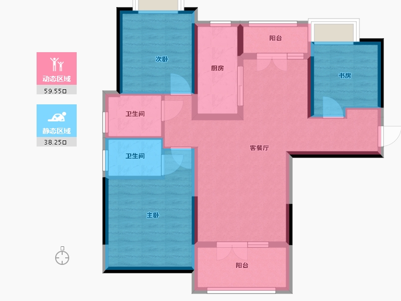 湖北省-武汉市-龙城汇萃园-86.70-户型库-动静分区