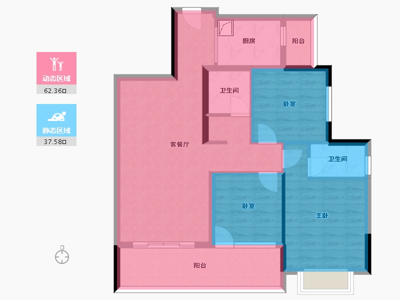 贵州省-安顺市-安顺百里城-88.64-户型库-动静分区