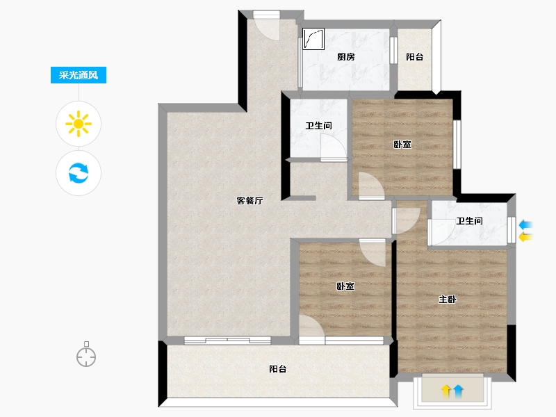 贵州省-安顺市-安顺百里城-88.64-户型库-采光通风