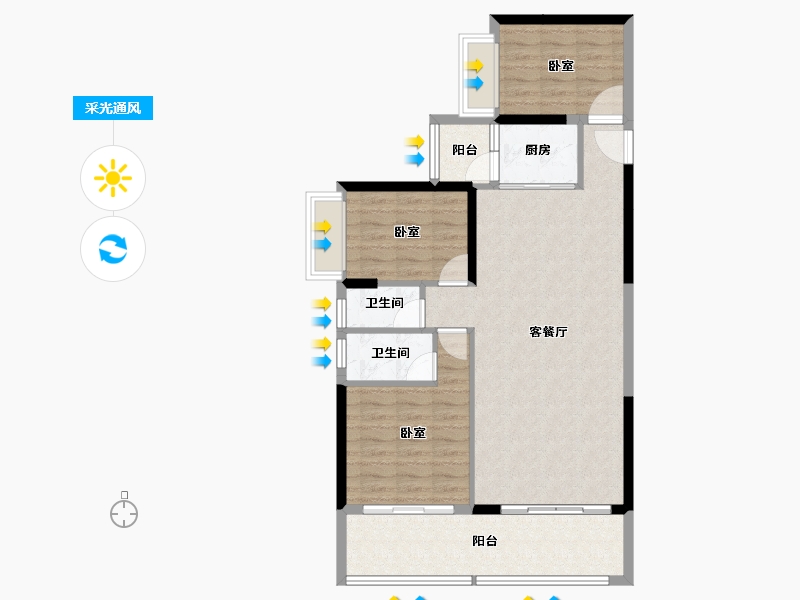 广东省-汕头市-铭荟花园-91.45-户型库-采光通风