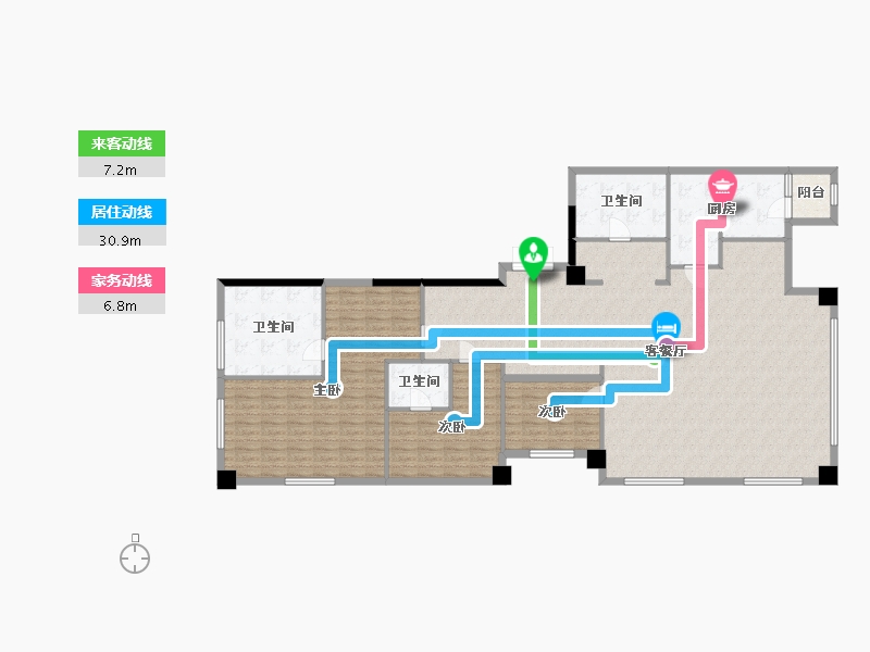 陕西省-西安市-华侨城天鹅堡五期-177.40-户型库-动静线