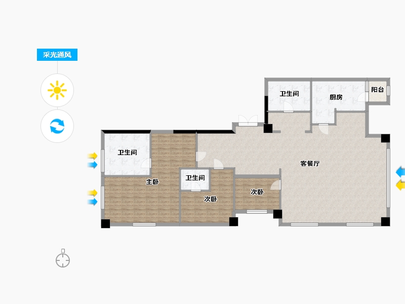 陕西省-西安市-华侨城天鹅堡五期-177.40-户型库-采光通风