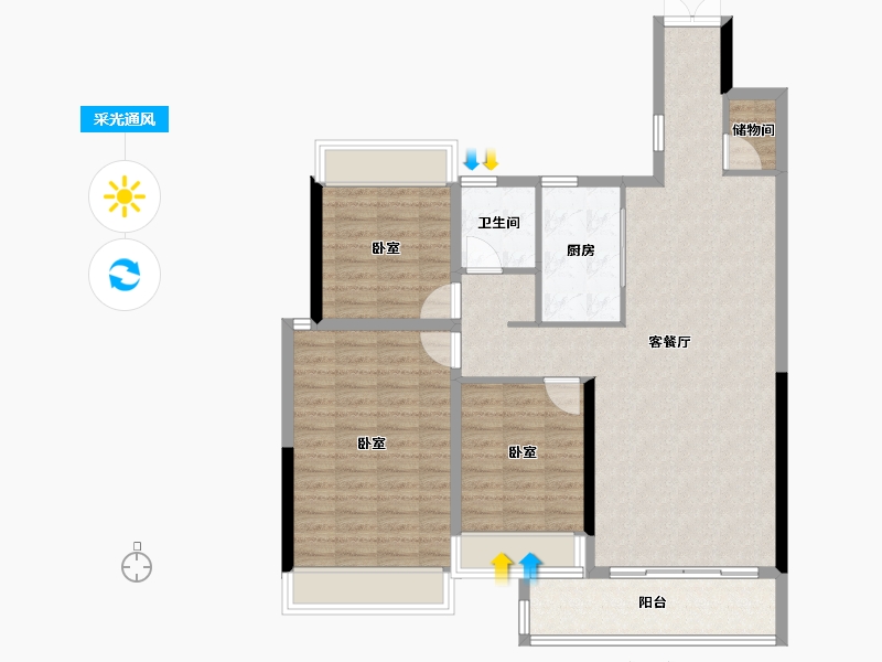 湖南省-衡阳市-国贸·前海湾-104.00-户型库-采光通风