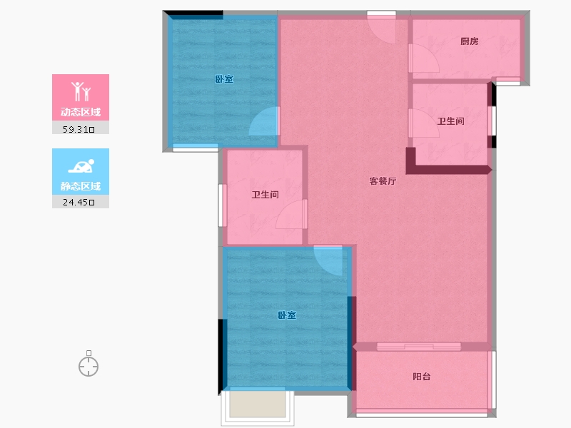 湖北省-孝感市-云湖尚景-75.68-户型库-动静分区