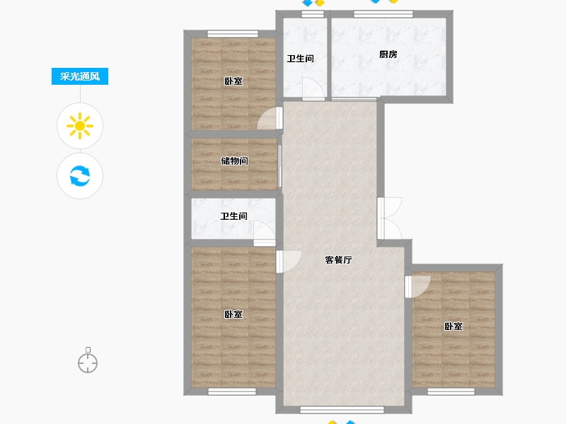 吉林省-辽源市-星源城湖语墅-105.17-户型库-采光通风