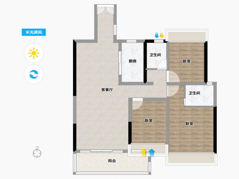 湖南省-衡阳市-国贸·前海湾-101.00-户型库-采光通风