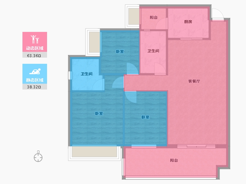 湖南省-衡阳市-胜邦 御景东方-92.48-户型库-动静分区