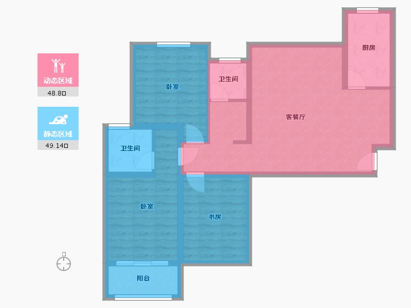 宁夏回族自治区-银川市-军安家园-87.00-户型库-动静分区