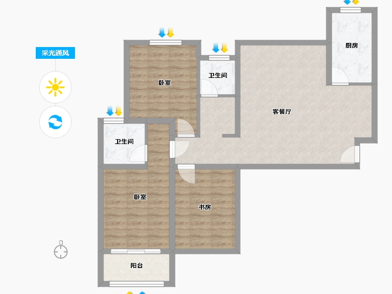 宁夏回族自治区-银川市-军安家园-87.00-户型库-采光通风