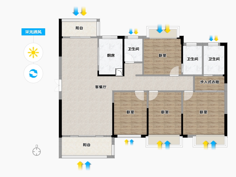 湖南省-邵阳市-仁为峰邵东壹号-123.03-户型库-采光通风