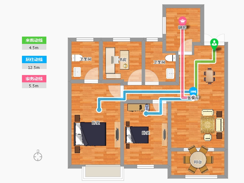 江苏省-宿迁市-富园雍锦府-92.00-户型库-动静线