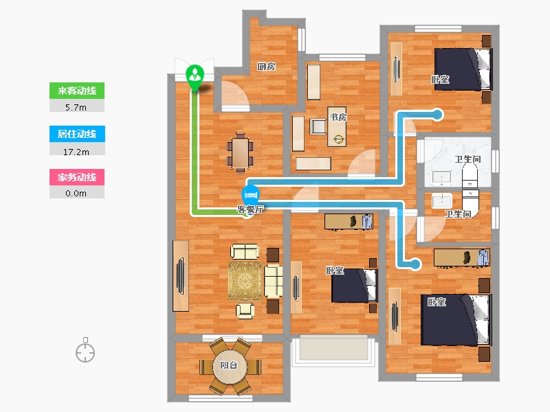 江苏省-宿迁市-富园雍锦府-106.00-户型库-动静线