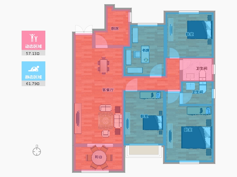 江苏省-宿迁市-富园雍锦府-106.00-户型库-动静分区