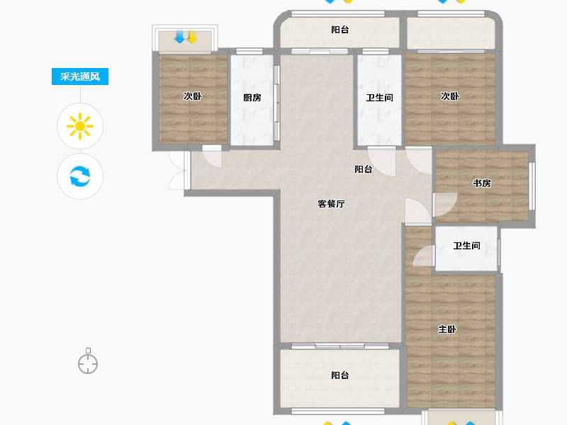 福建省-莆田市-新光·皇庭水岸-128.12-户型库-采光通风