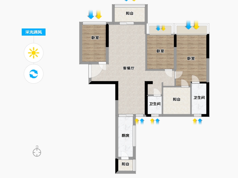 广东省-深圳市-大族云峰二期-85.00-户型库-采光通风