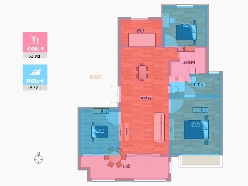 江苏省-宿迁市-富园雍锦府-101.00-户型库-动静分区