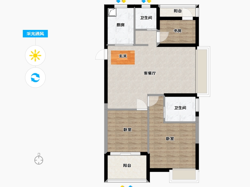 浙江省-嘉兴市-吉翔荷园-78.07-户型库-采光通风