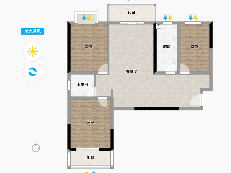 湖北省-孝感市-清华园清华广场-96.84-户型库-采光通风