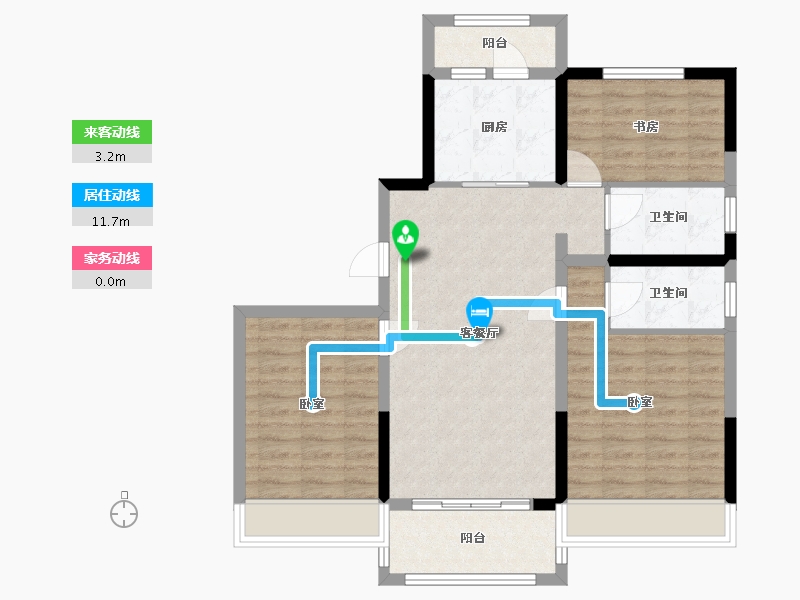 陕西省-西安市-西安碧桂园阅江府-87.10-户型库-动静线