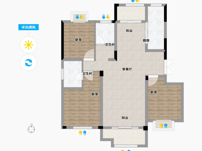 河南省-商丘市-顺鑫·满庭芳-111.43-户型库-采光通风