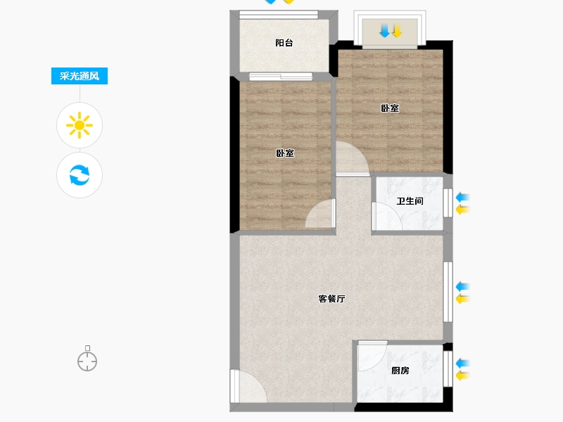 广东省-汕头市-龙凯皇城君汇-55.05-户型库-采光通风