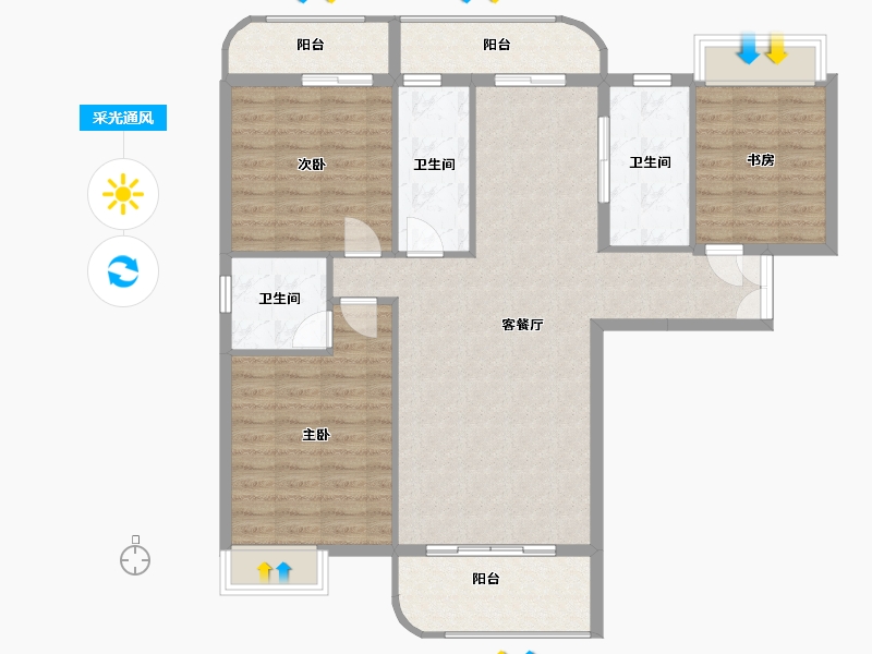 福建省-莆田市-新光·皇庭水岸-110.43-户型库-采光通风