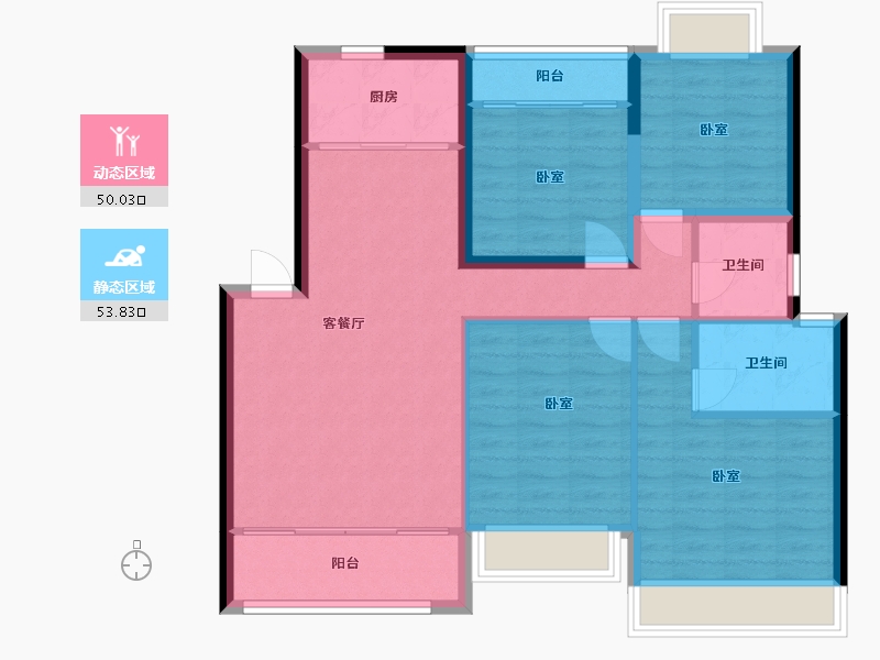 湖南省-衡阳市-凯旋·湖景水岸-93.59-户型库-动静分区