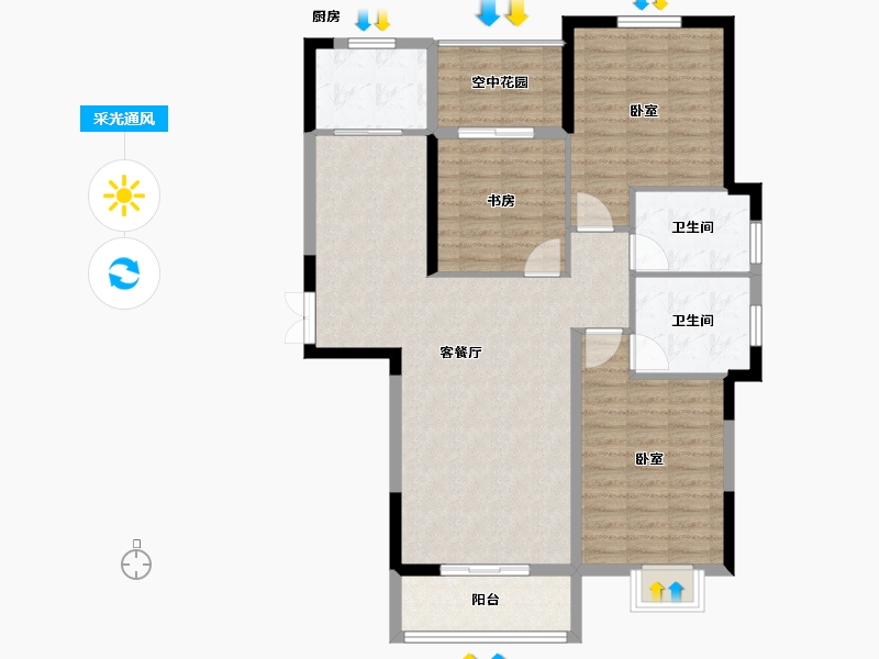 河南省-开封市-通许锦洋·天玺-104.59-户型库-采光通风